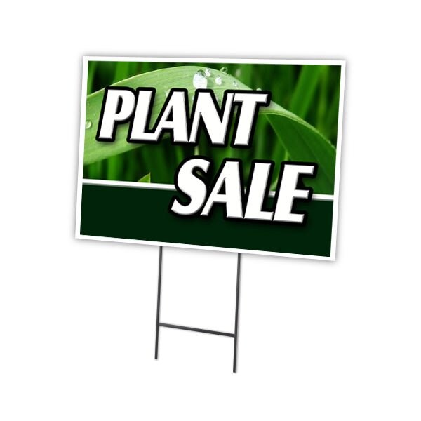 Plant Sale Yard Sign & Stake outdoor plastic coroplast window, C-1216-DS-Plant Sale